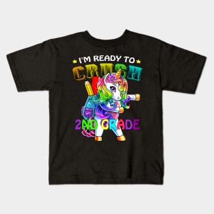 Kids Ready To Crush 2nd Grade Unicorn Dab First Day School Girls Kids T-Shirt